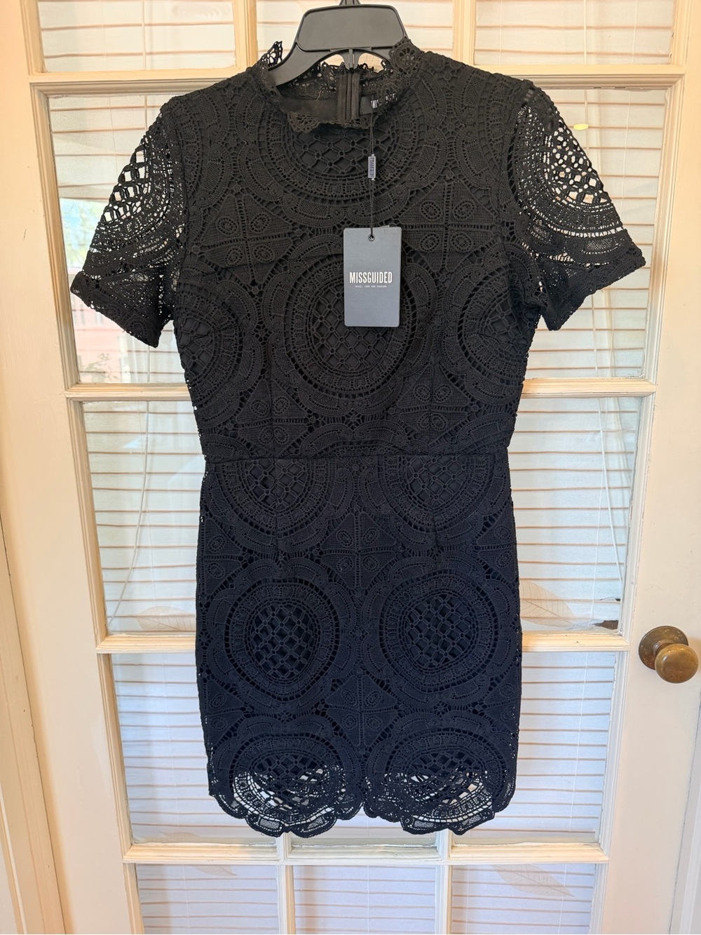 Missguided Black Crochet Lace Mini Dress